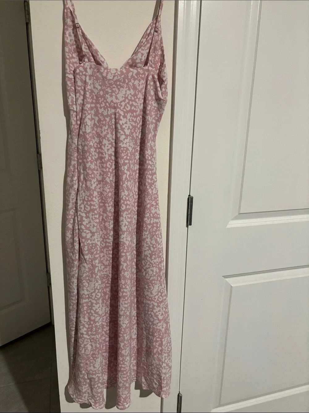 Abercrombie & Fitch Pink and White Leopard-Print Maxi Slip Dress